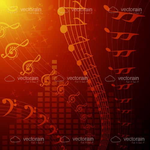 Pentagrams and Musical Notes Background